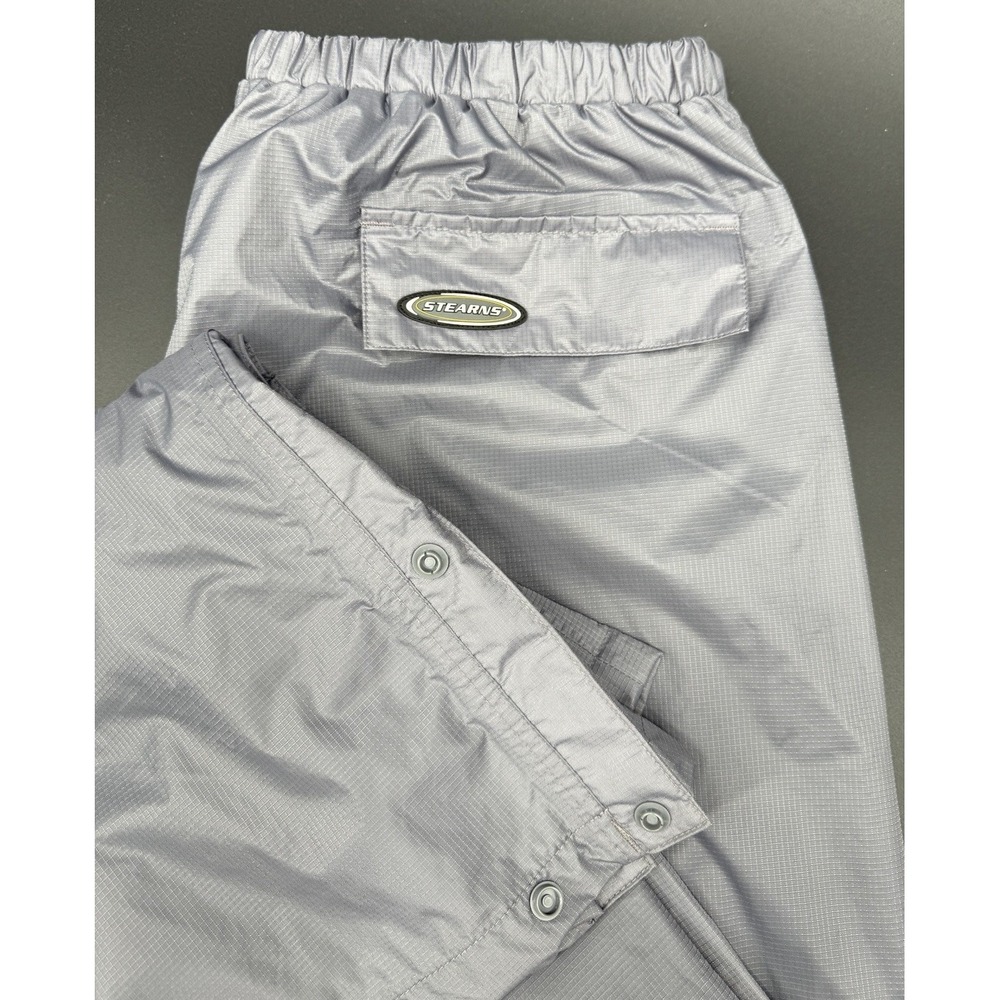 Stearns Dry Wear Rain Pants Men's Large Drawstring Gray Mesh Lined Snap Legs